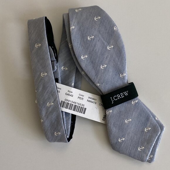 J. Crew cotton-linen blue bow tie with anchor design (NWT) - Picture 2 of 3